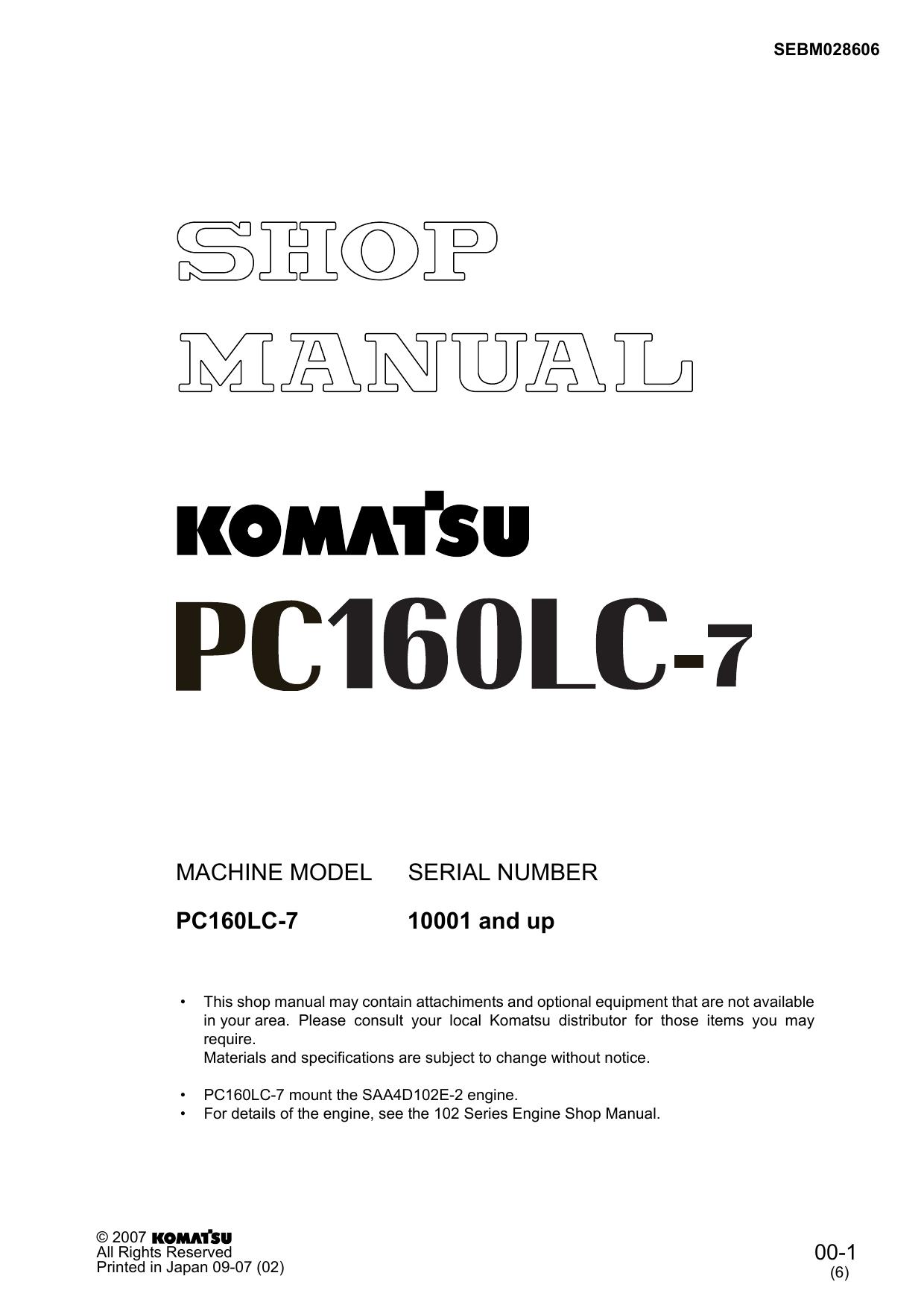 PC160LC-7 Shop Manual